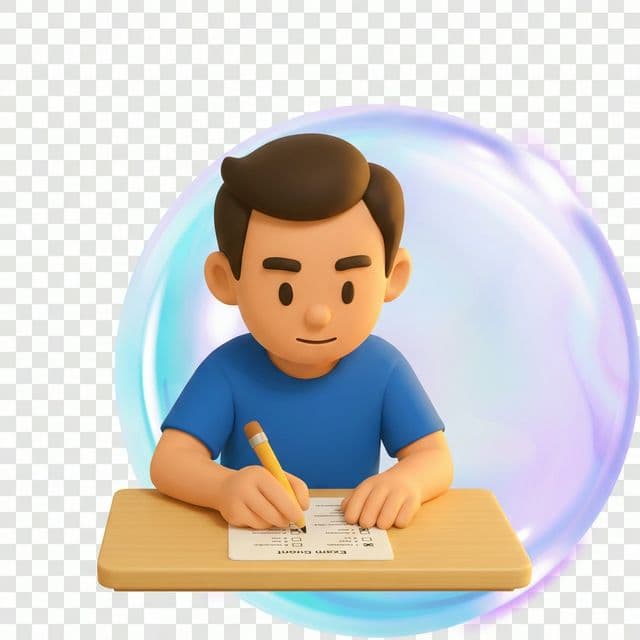 Student writing on paper exam