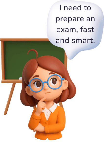 Teacher creating an exam illustration