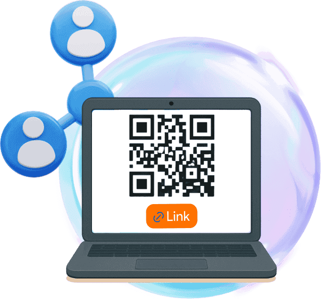 Click Link or Scan QR Illustration